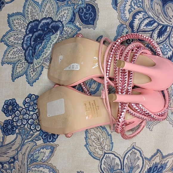 Steve Madden uplift pink Rhinestone highlace up high heel New - Picture 13 of 15